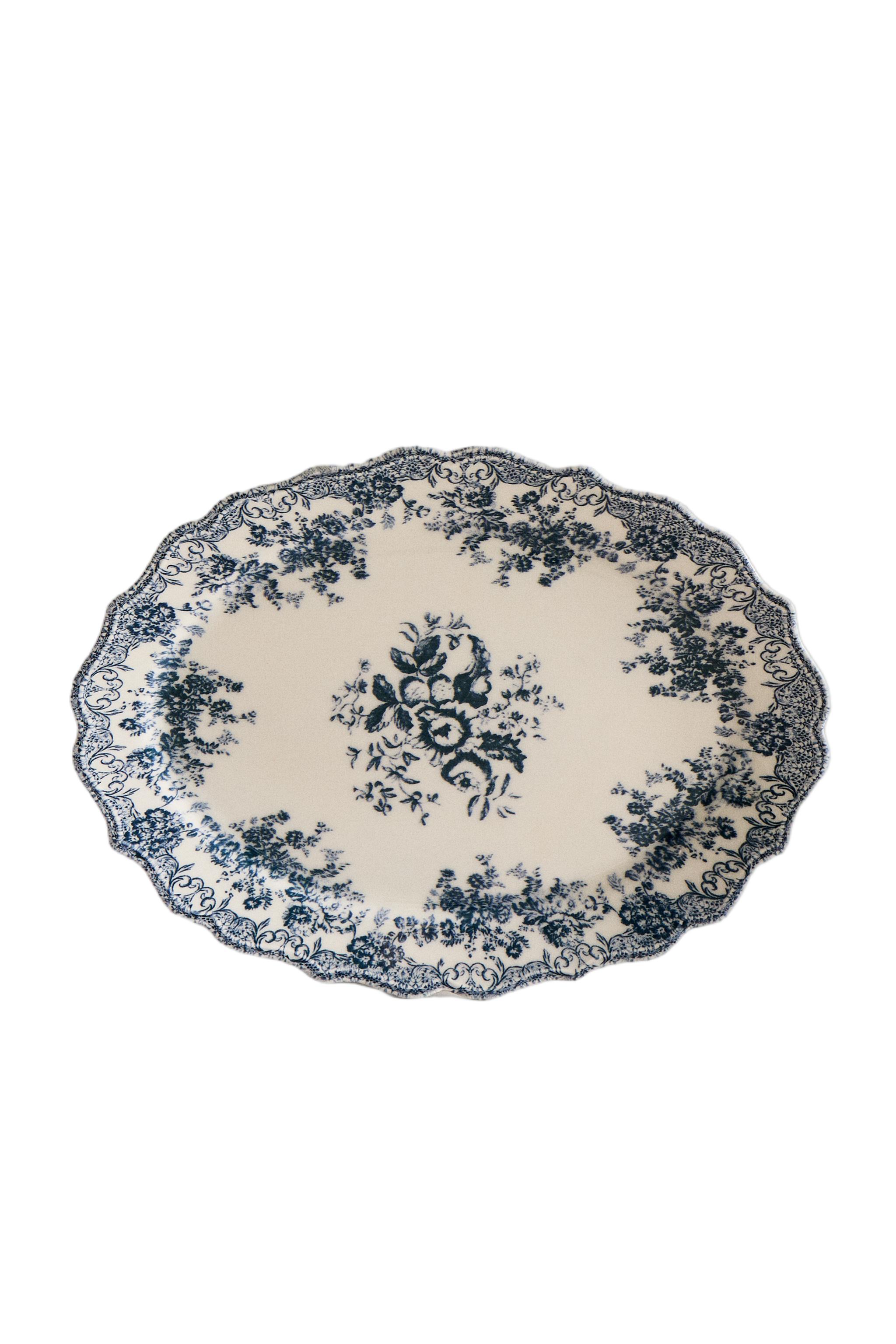 FLORAL EARTHENWARE SERVING DISH